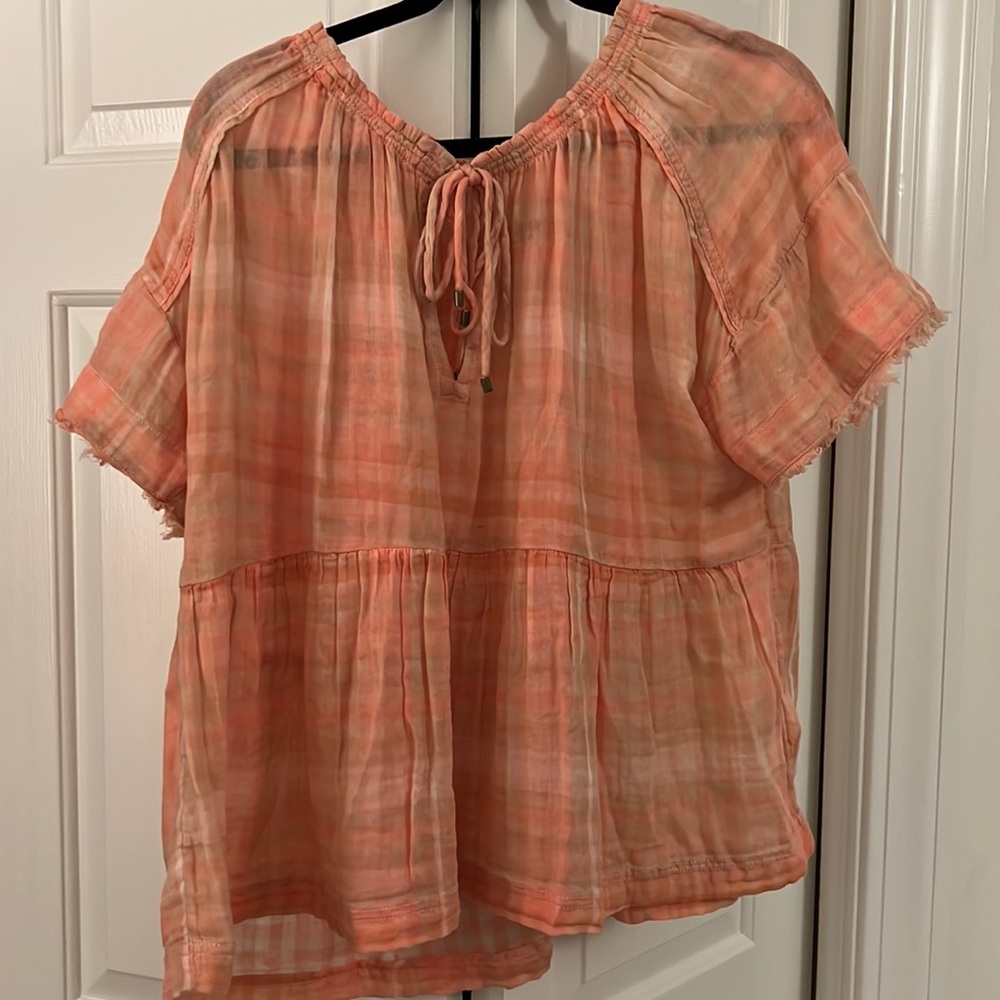Anthropologie lightweight plaid top